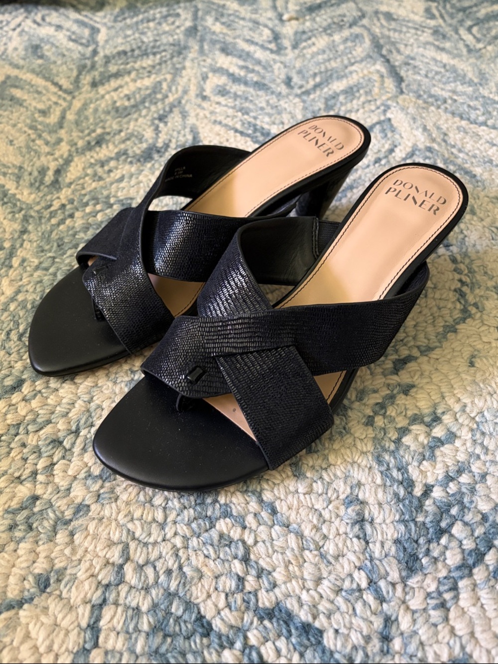 Donald J. Pliner Black Textured Sandals